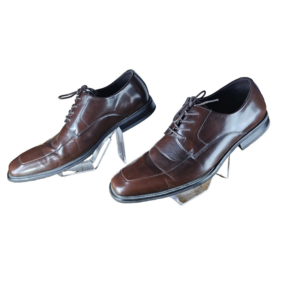 Kenneth Cole Reaction Dress Shoes Mens 11.5 Square Toe Derby Lace Up Brown